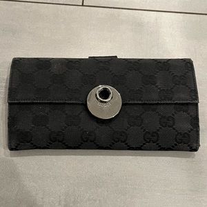 Authentic Gucci Black Monogram Long Wallet
